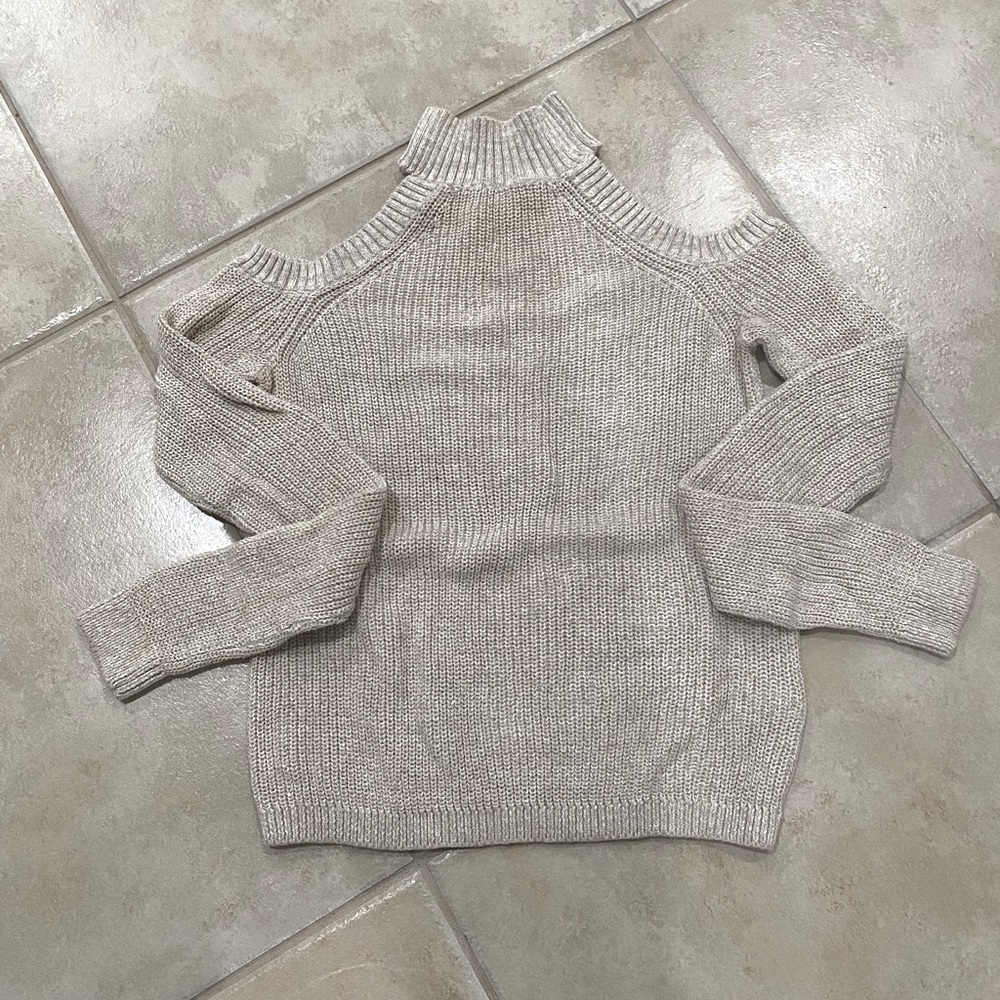 Express cold shoulder taupe mock neck sweater